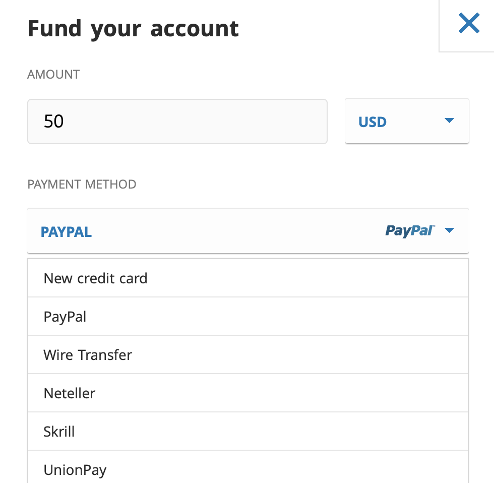 Fund your account on etoro