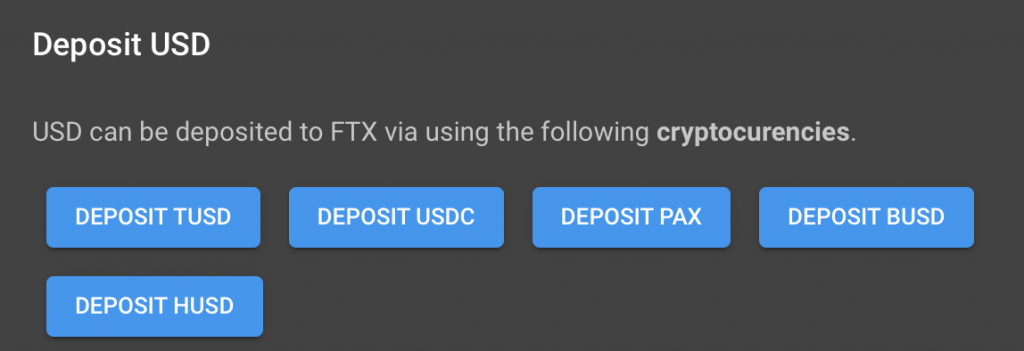 FTX Deposit Options
